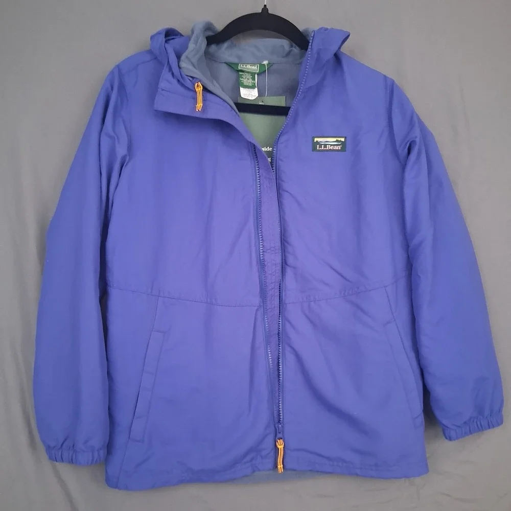LLBean Kids Youth Fleece Lined Hooded Jacket Purple  Size 14 16 NEW WITH TAGS!
